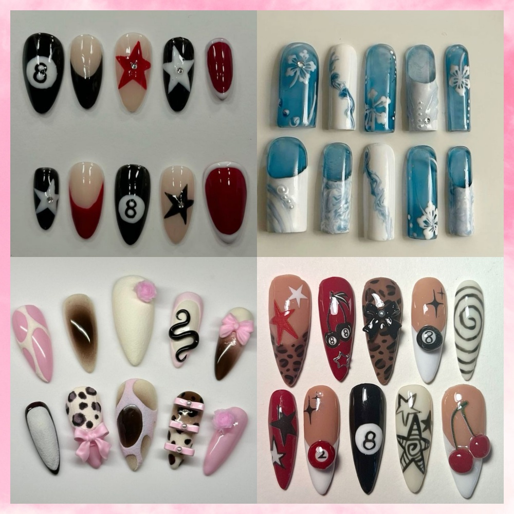 Resin Art Set - 10 Pezzi Unghie Finte Press-On Fatte