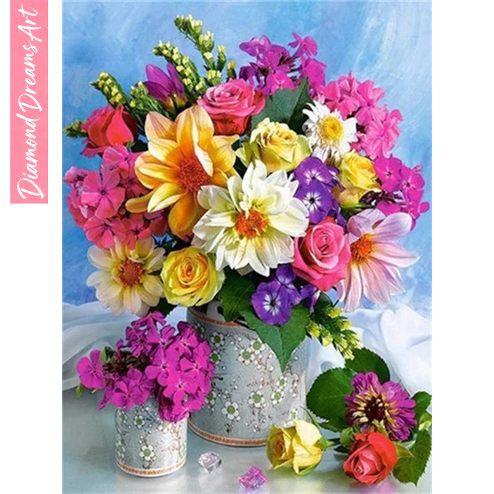 Resin Art With Flowers - Kit Mosaico Diamantato Completo 5D, Dipinto