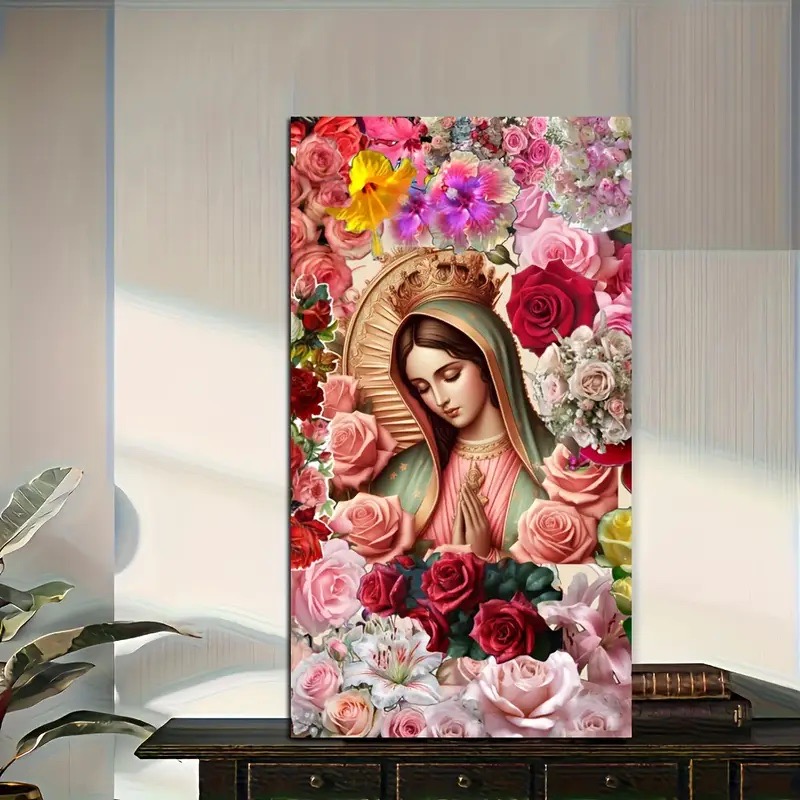 Resin Art Mary - Rosa rossa VIrgin Mary Flower Pittura