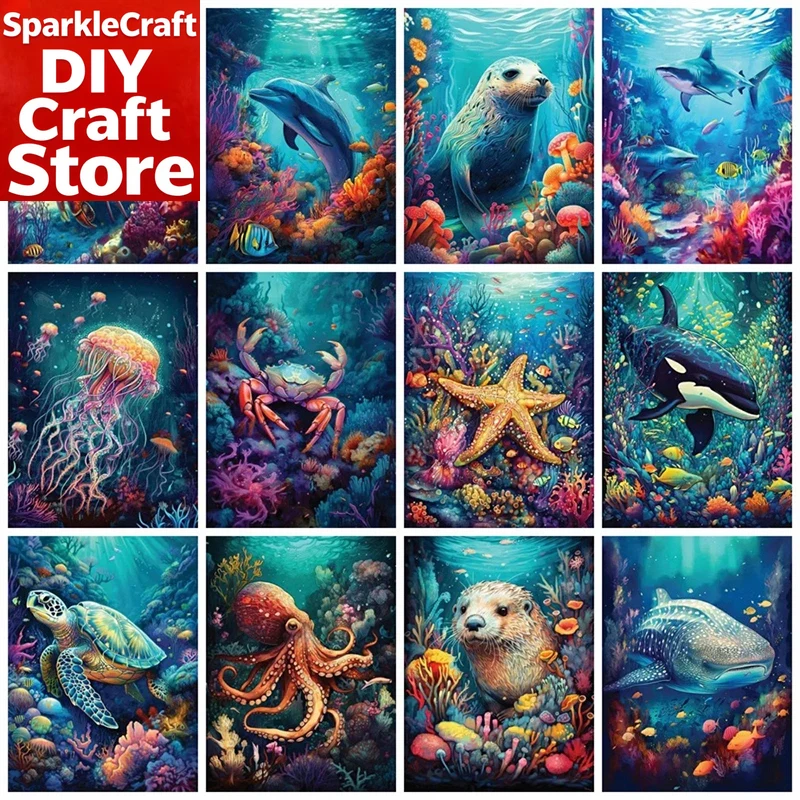 Resin Art Beach - Kit di pittura con diamanti quadrati
